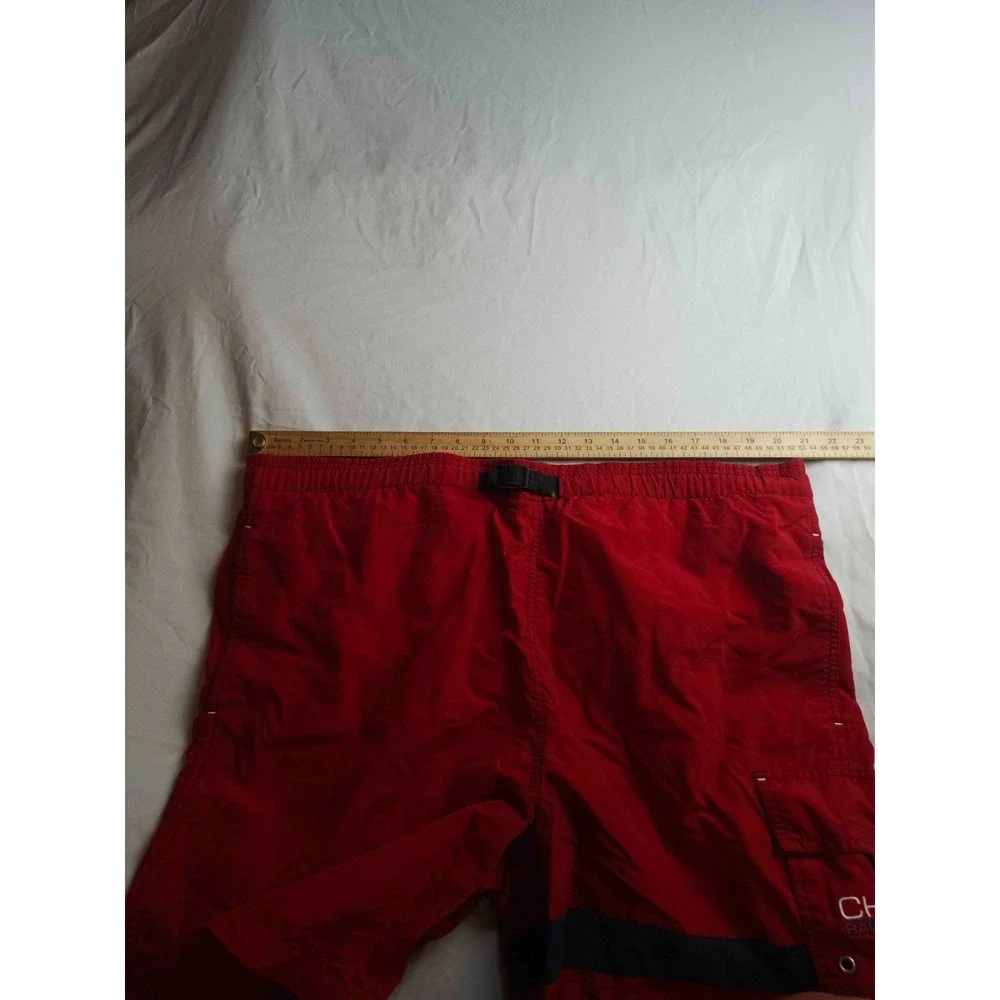 Vintage 90s Chaps Ralph Lauren Cargo Swim Trunks Mens Size XL Red Woven Lined